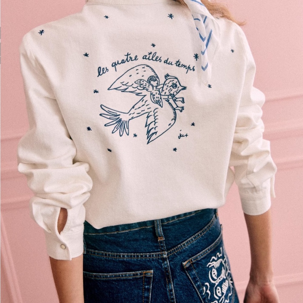 Sezane Tomboy Shirt - Sézane x JCC+ - Embroidered Ecru